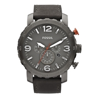 Buy Fossil Gents Nate Black Leather Strap Watch JR1419 online